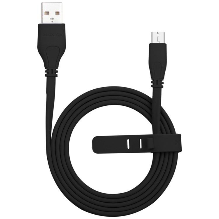 MOMAX 1M 2.1A Flat Noodle Micro USB Data Sync Charging Cable for Samsung HTC LG - Black-3