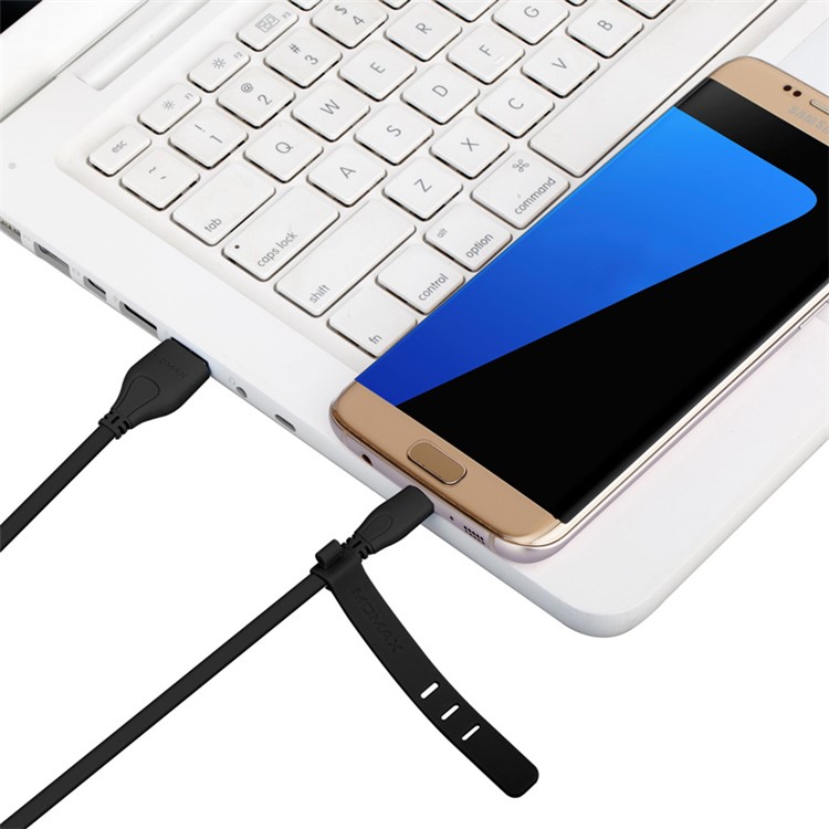 MOMAX 1M 2.1A Flat Noodle Micro USB Data Sync Charging Cable for Samsung HTC LG - Black-5