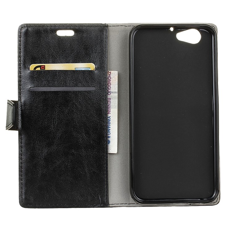 Crazy Horse Wallet Stand Leather Case for HTC One A9s - Black-4