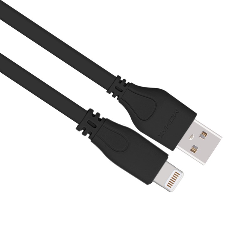 MOMAX 1M MFI Certified Lightning 8-pin Data Charge Flat Cable for iPhone/iPad/iPod - Black-2