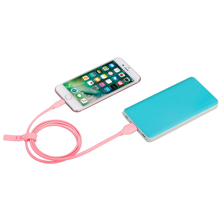 MOMAX 1M MFI Certified 2.4A Lightning 8-pin Data Sync Charging Cable for iPhone/iPad/iPod - Pink-6