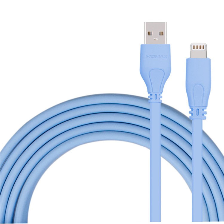 MOMAX 1M MFI Certified Flat Noodle Lightning 8-pin Data Charge Cable Cord for iPhone/iPad/iPod - Blue-1