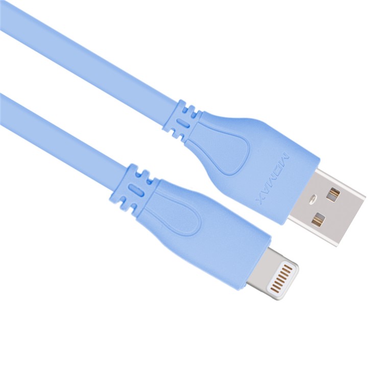 MOMAX 1M MFI Certified Flat Noodle Lightning 8-pin Data Charge Cable Cord for iPhone/iPad/iPod - Blue-2