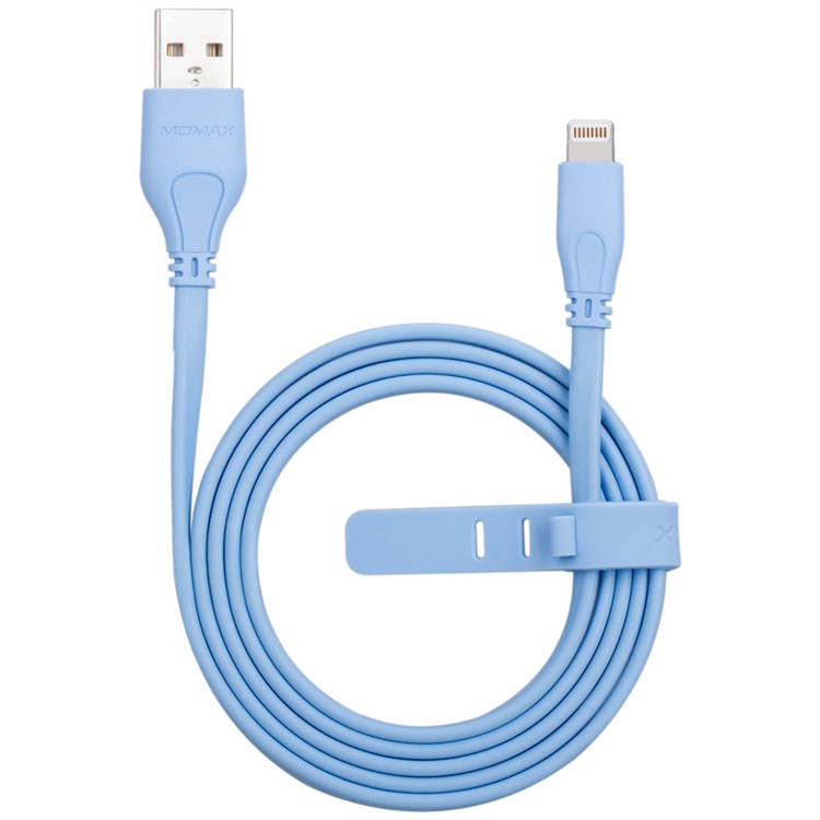 MOMAX 1M MFI Certified Flat Noodle Lightning 8-pin Data Charge Cable Cord for iPhone/iPad/iPod - Blue-3
