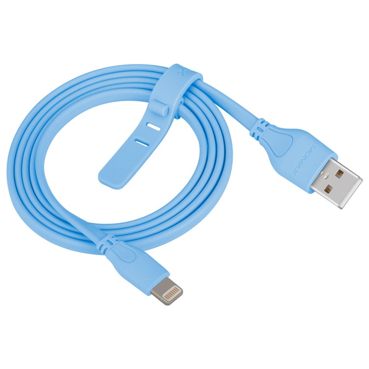 MOMAX 1M MFI Certified Flat Noodle Lightning 8-pin Data Charge Cable Cord for iPhone/iPad/iPod - Blue-4