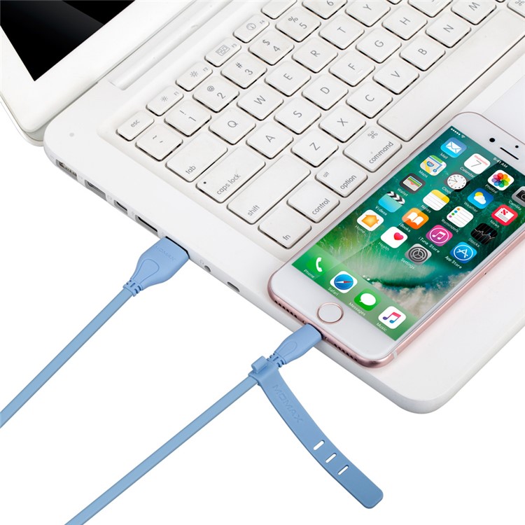 MOMAX 1M MFI Certified Flat Noodle Lightning 8-pin Data Charge Cable Cord for iPhone/iPad/iPod - Blue-5
