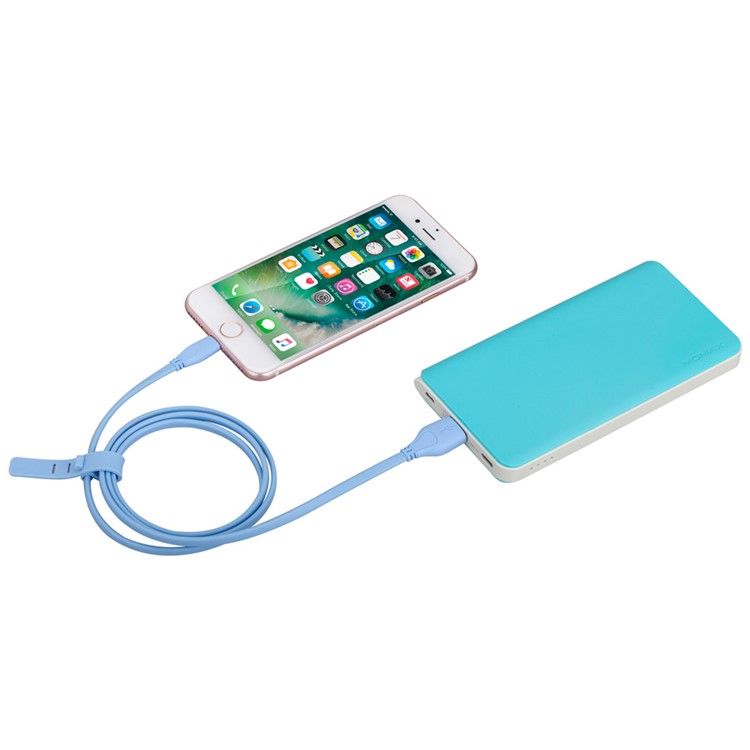 MOMAX 1M MFI Certified Flat Noodle Lightning 8-pin Data Charge Cable Cord for iPhone/iPad/iPod - Blue-6