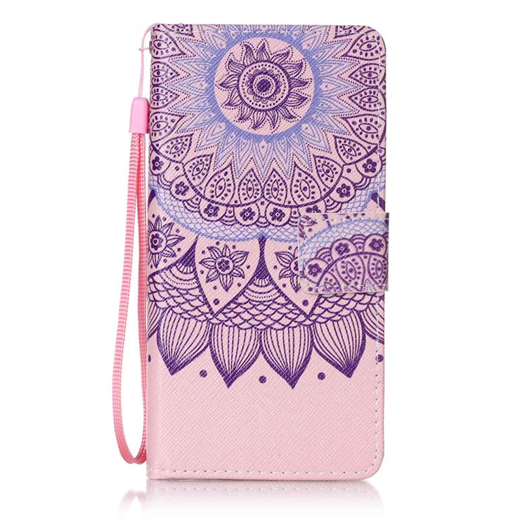 Patterned Leather Wallet Cover with Strap for Lenovo A6000 - Mandala Flowers-1