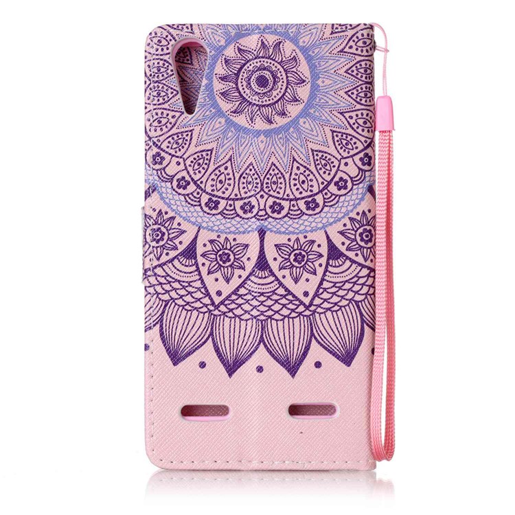 Patterned Leather Wallet Cover with Strap for Lenovo A6000 - Mandala Flowers-2