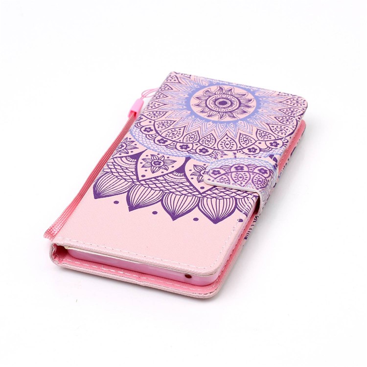 Patterned Leather Wallet Cover with Strap for Lenovo A6000 - Mandala Flowers-5