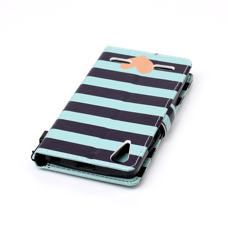 Patterned Leather Wallet Case Accessory with Strap for Lenovo A6000 - Stripes and Hearts-6
