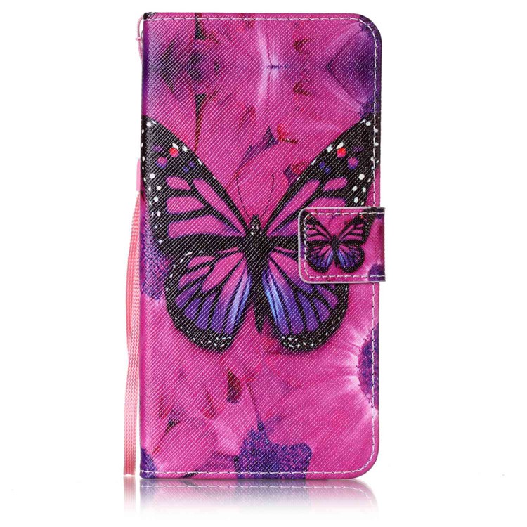 Patterned Leather Wallet Case with Strap for Lenovo A7000 / A7000 Plus/ K3 Note - Butterfly and Flower-1
