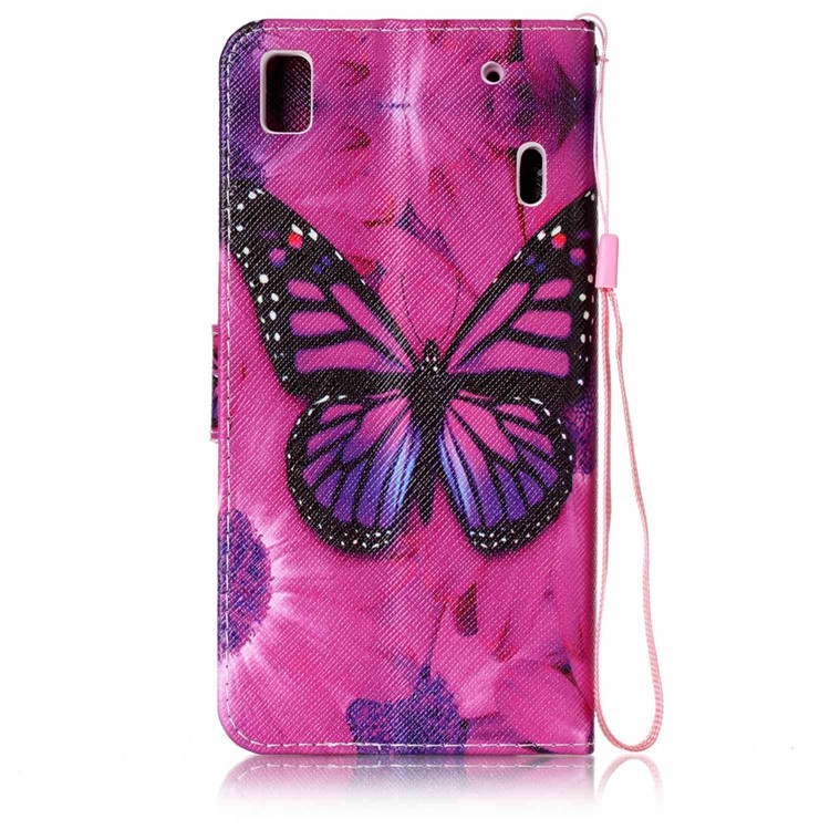 Patterned Leather Wallet Case with Strap for Lenovo A7000 / A7000 Plus/ K3 Note - Butterfly and Flower-2