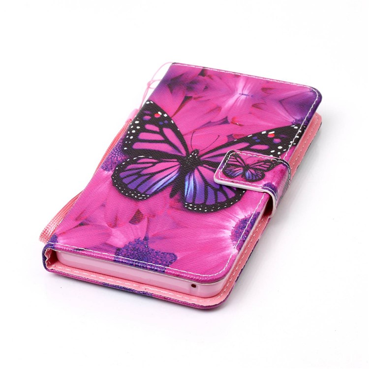 Patterned Leather Wallet Case with Strap for Lenovo A7000 / A7000 Plus/ K3 Note - Butterfly and Flower-5