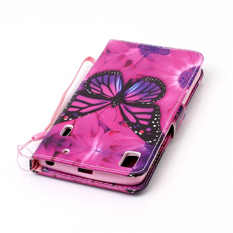 Patterned Leather Wallet Case with Strap for Lenovo A7000 / A7000 Plus/ K3 Note - Butterfly and Flower-6