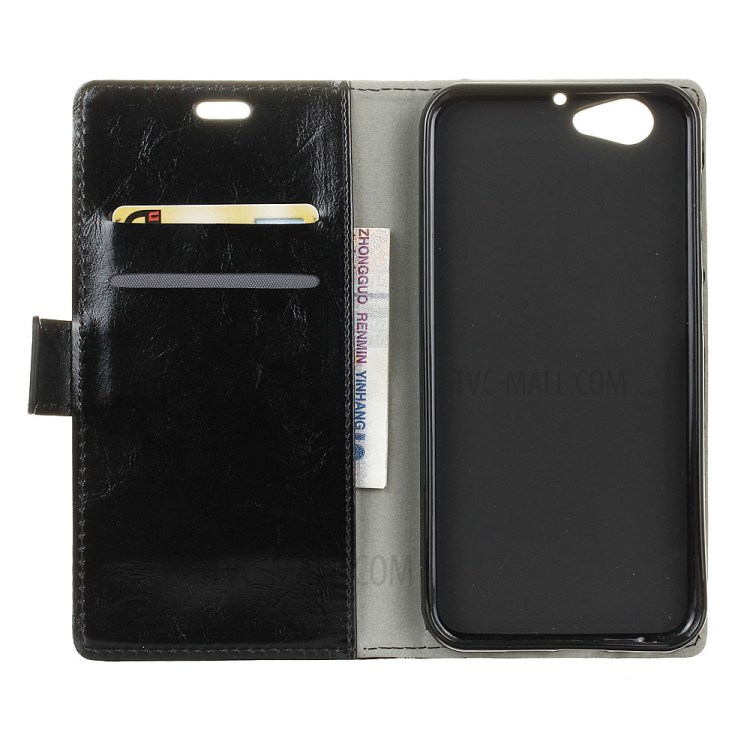 Crazy Horse Wallet Stand Leather Phone Case for HTC One A9s - Black-3