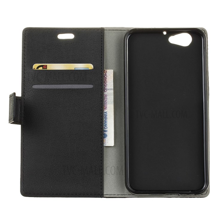 Wallet Leather Stand Case for HTC One A9s - Black-3