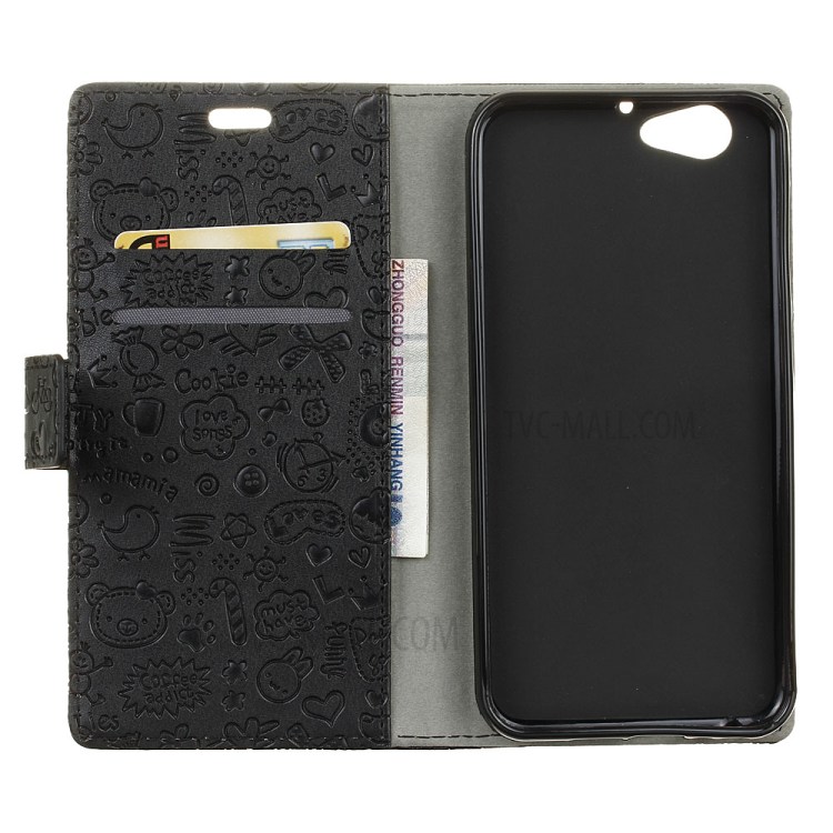 Cartoon Graffiti Leather Wallet Case for HTC One A9s - Black-3