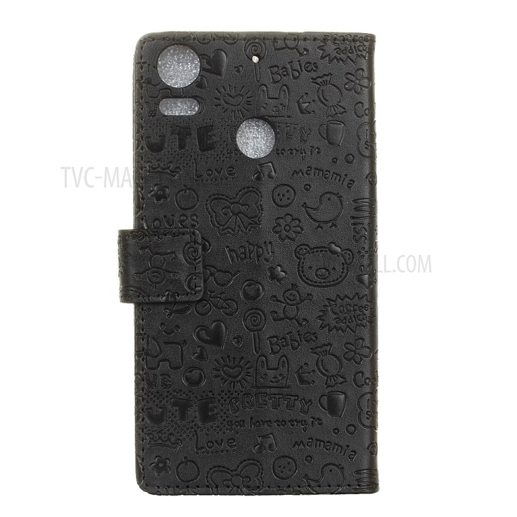 Cartoon Graffiti Leather Stand Wallet Phone Case for HTC Desire 10 Pro - Black-2