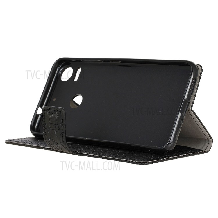 Cartoon Graffiti Leather Stand Wallet Phone Case for HTC Desire 10 Pro - Black-5