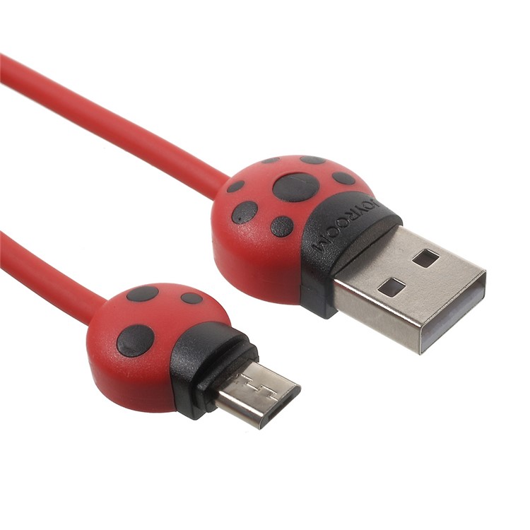 JOYROOM S-L124 Beetle Shape Micro USB Data Sync Charging Cable for Samsung Galaxy S7 Etc. - Red-1