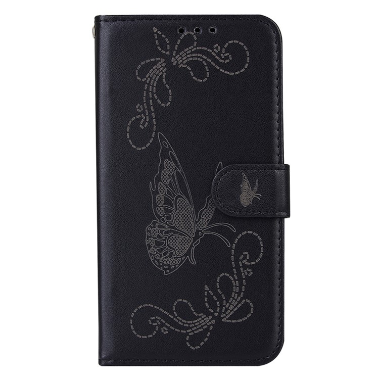 Laser Carving Butterfly Leather Wallet Case for HTC 10 / 10 Lifestyle - Black-1