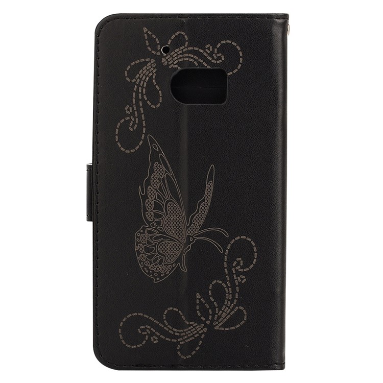 Laser Carving Butterfly Leather Wallet Case for HTC 10 / 10 Lifestyle - Black-2