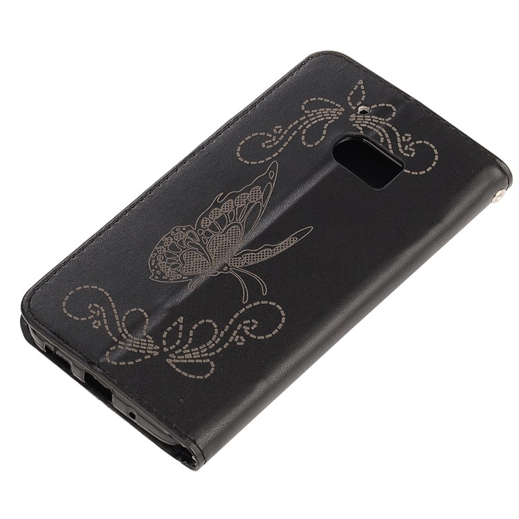 Laser Carving Butterfly Leather Wallet Case for HTC 10 / 10 Lifestyle - Black-4