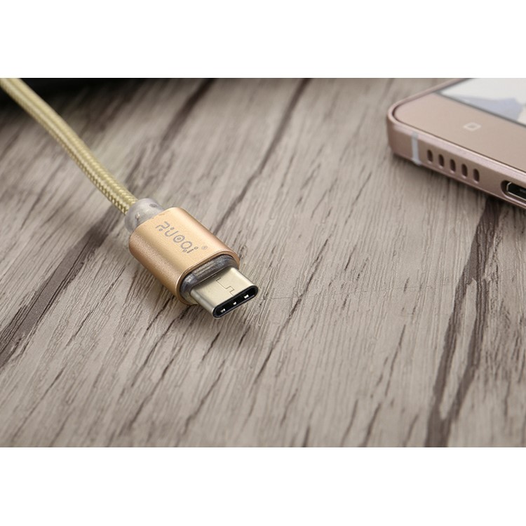 ZUOQI ZQ-TPC01 Woven Pattern Type-C Data Sync Charging Cable for Samsung HTC LG - Gold-10