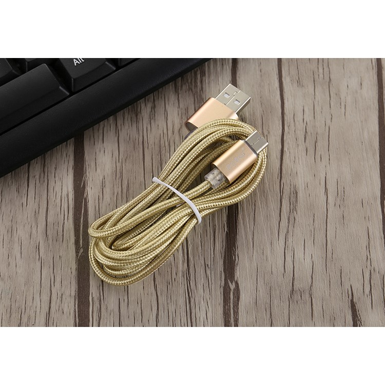 ZUOQI ZQ-TPC01 Woven Pattern Type-C Data Sync Charging Cable for Samsung HTC LG - Gold-11