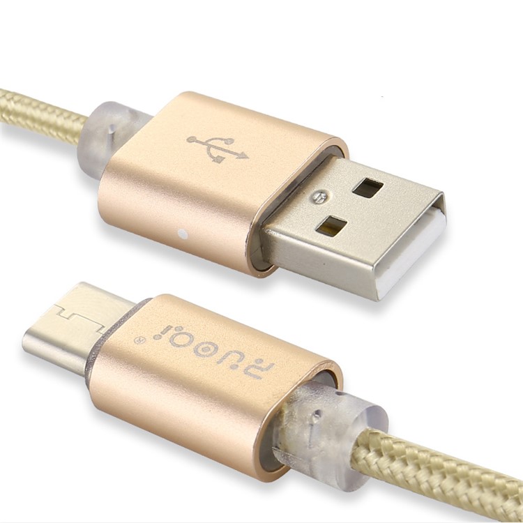 ZUOQI ZQ-TPC01 Woven Pattern Type-C Data Sync Charging Cable for Samsung HTC LG - Gold-2