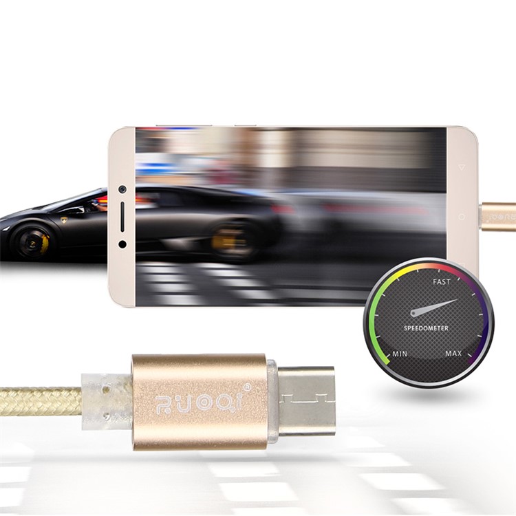 ZUOQI ZQ-TPC01 Woven Pattern Type-C Data Sync Charging Cable for Samsung HTC LG - Gold-5