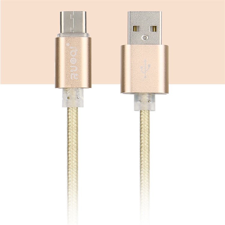 ZUOQI ZQ-TPC01 Woven Pattern Type-C Data Sync Charging Cable for Samsung HTC LG - Gold-8