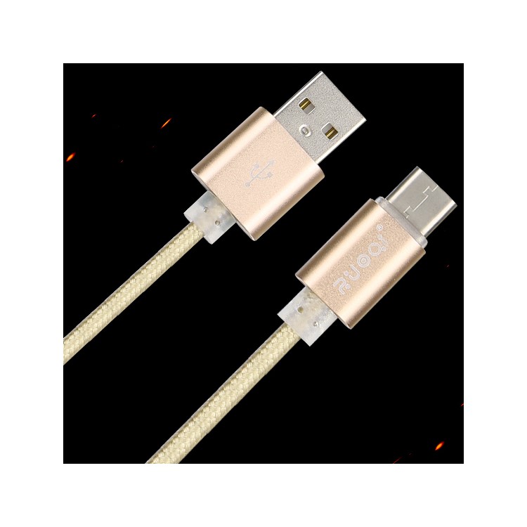 ZUOQI ZQ-TPC01 Woven Pattern Type-C Data Sync Charging Cable for Samsung HTC LG - Gold-9