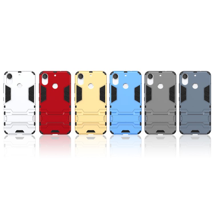 Solid PC + TPU Hybrid Case with Kickstand for HTC Desire 10 Pro - Silver-3
