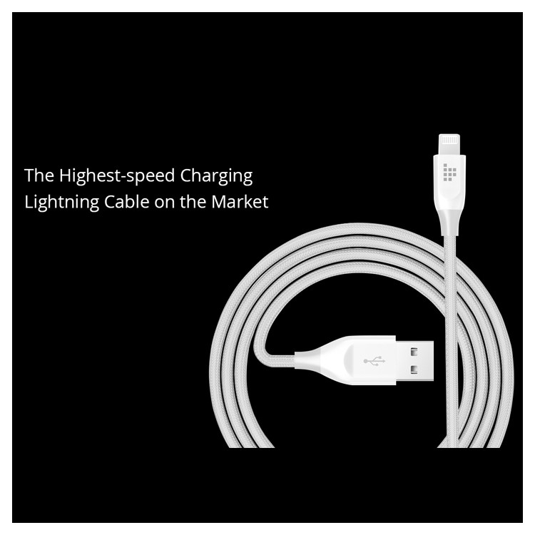 TRONSMART MFI Certified 1.8m Braided Lightning 8pin Data Charging Cable - White-10