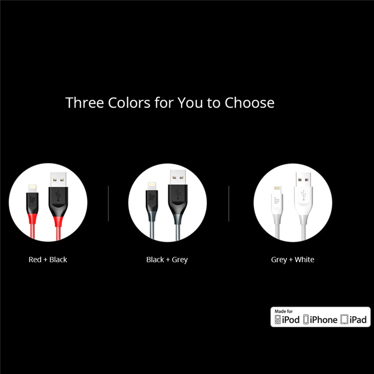 TRONSMART MFI Certified 1.8m Braided Lightning 8pin Data Charging Cable - White-13