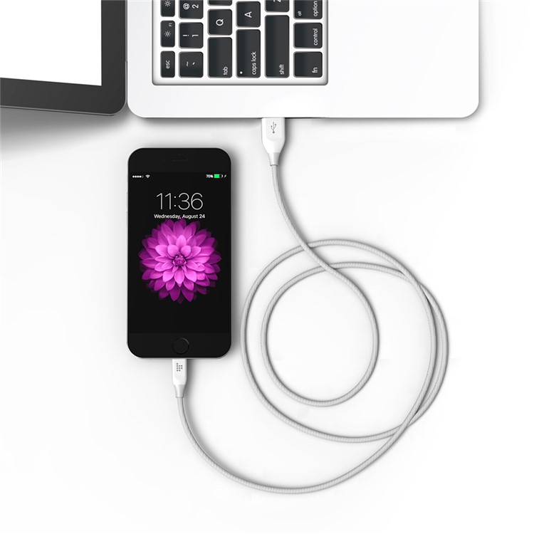 TRONSMART MFI Certified 1.8m Braided Lightning 8pin Data Charging Cable - White-7