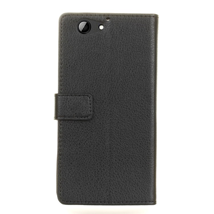 Lychee Skin Leather Wallet Case for HTC One A9s - Black-2