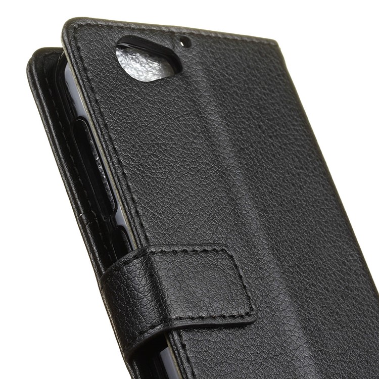 Lychee Skin Leather Wallet Case for HTC One A9s - Black-4
