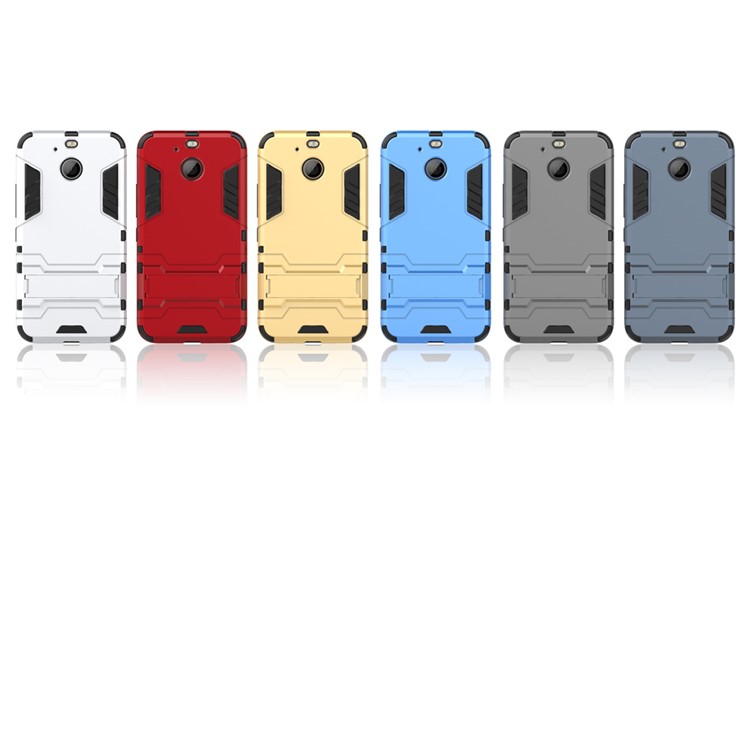 Solid PC + TPU Hybrid Case Shell with Kickstand for HTC 10 evo / Bolt - Gold-11