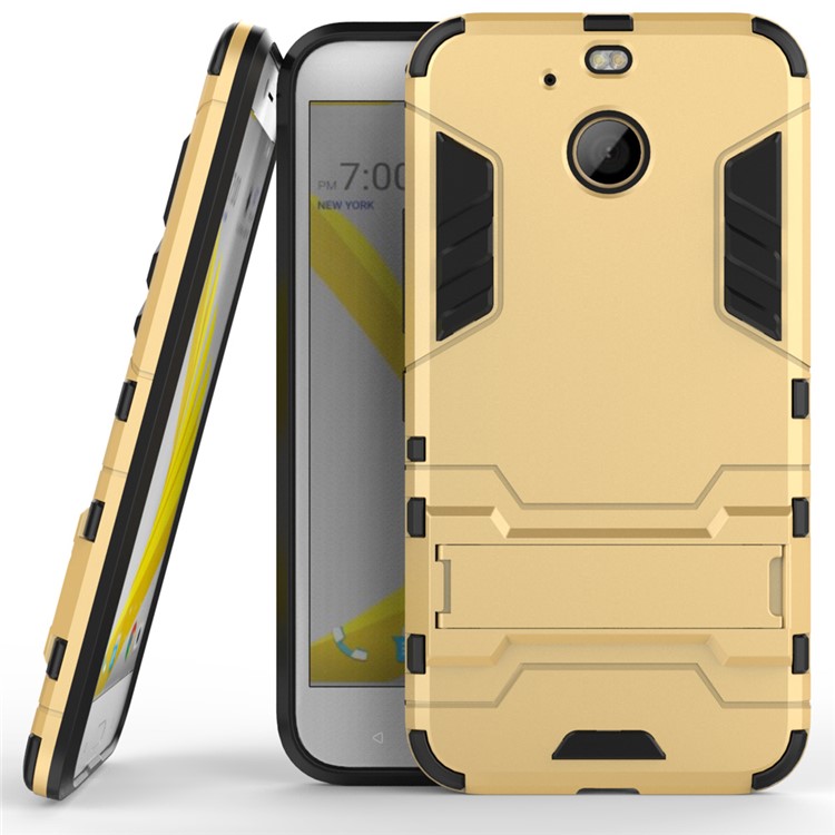 Solid PC + TPU Hybrid Case Shell with Kickstand for HTC 10 evo / Bolt - Gold-2