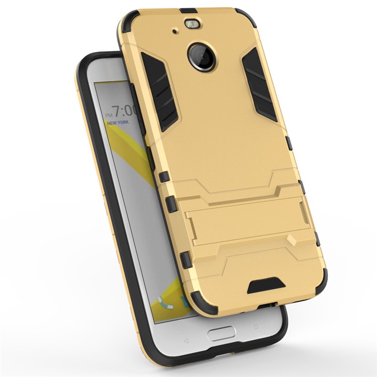 Solid PC + TPU Hybrid Case Shell with Kickstand for HTC 10 evo / Bolt - Gold-5