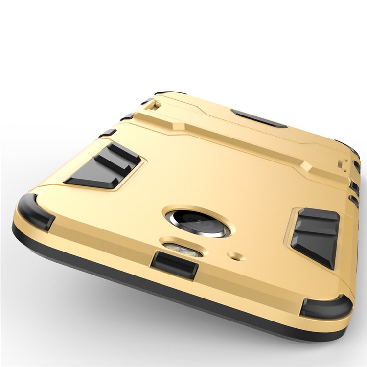Solid PC + TPU Hybrid Case Shell with Kickstand for HTC 10 evo / Bolt - Gold-6