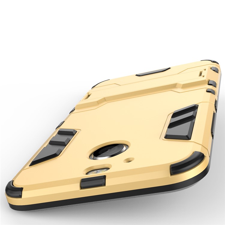 Solid PC + TPU Hybrid Case Shell with Kickstand for HTC 10 evo / Bolt - Gold-7