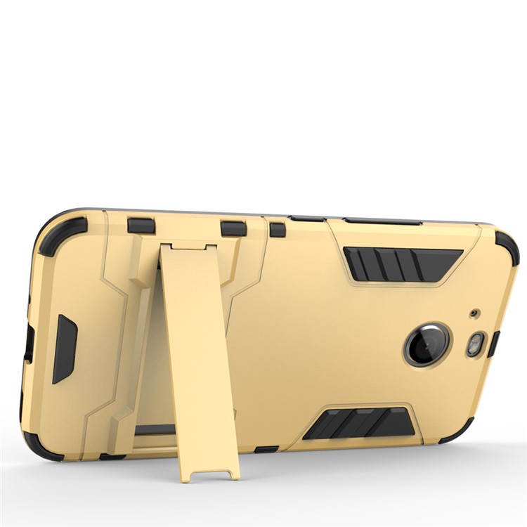 Solid PC + TPU Hybrid Case Shell with Kickstand for HTC 10 evo / Bolt - Gold-8