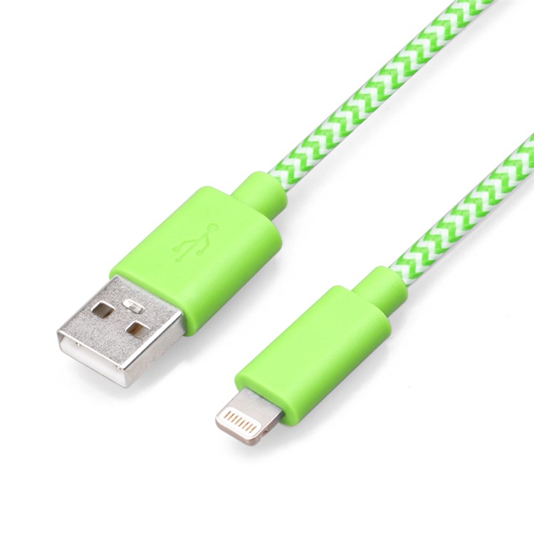 YELLOWKNIFE MFi Certified Woven Lightning 8pin USB Charging Data Cord 1M for iPhone iPad - Green-3