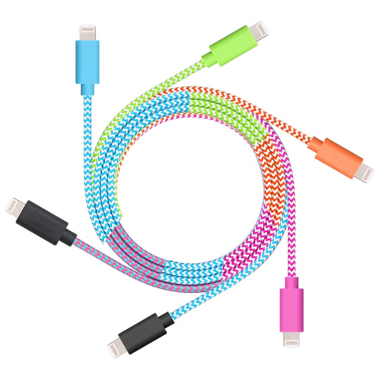 YELLOWKNIFE MFi Certified Woven Lightning 8pin USB Charging Data Cord 1M for iPhone iPad - Green-5