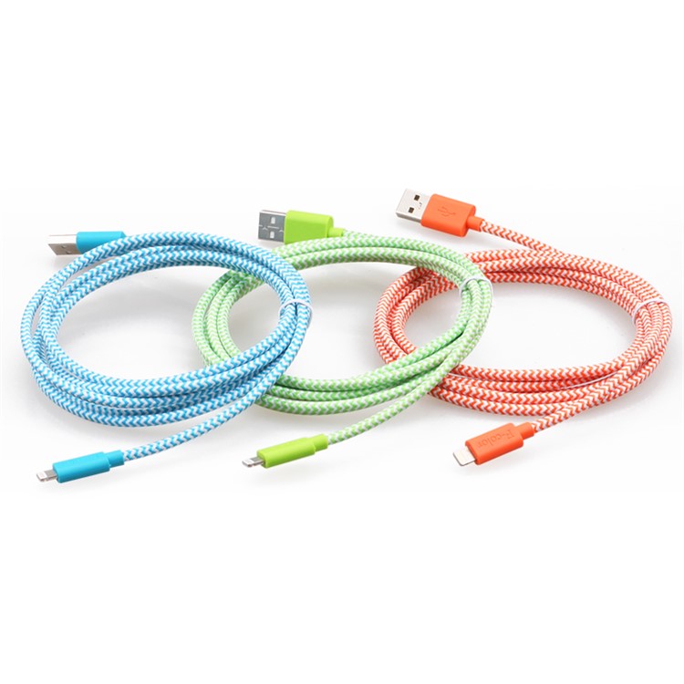 YELLOWKNIFE MFi Certified Woven Lightning 8pin USB Charging Data Cord 1M for iPhone iPad - Green-6