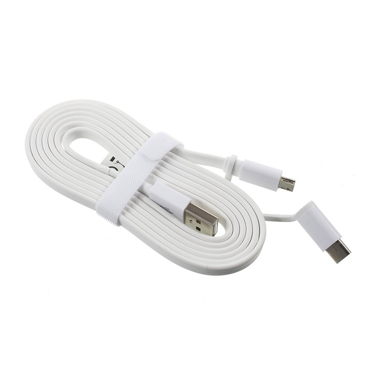 OEM HUAWEI Honor 1.5m 2-In-1 Data Charge Flat Cable Type C + Micro USB for Huawei Mate 8/P9 Lite/P8 Etc-5